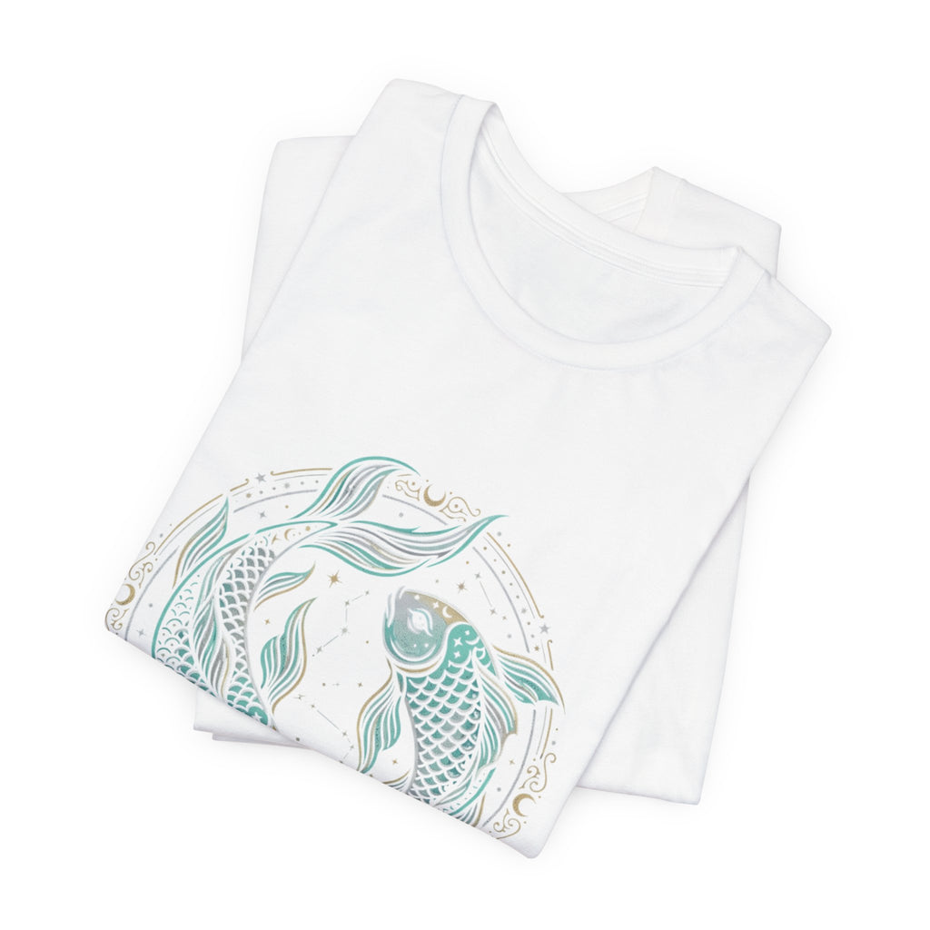 Pisces Koi Circle T-Shirt — Pastel Zodiac Fish Tee