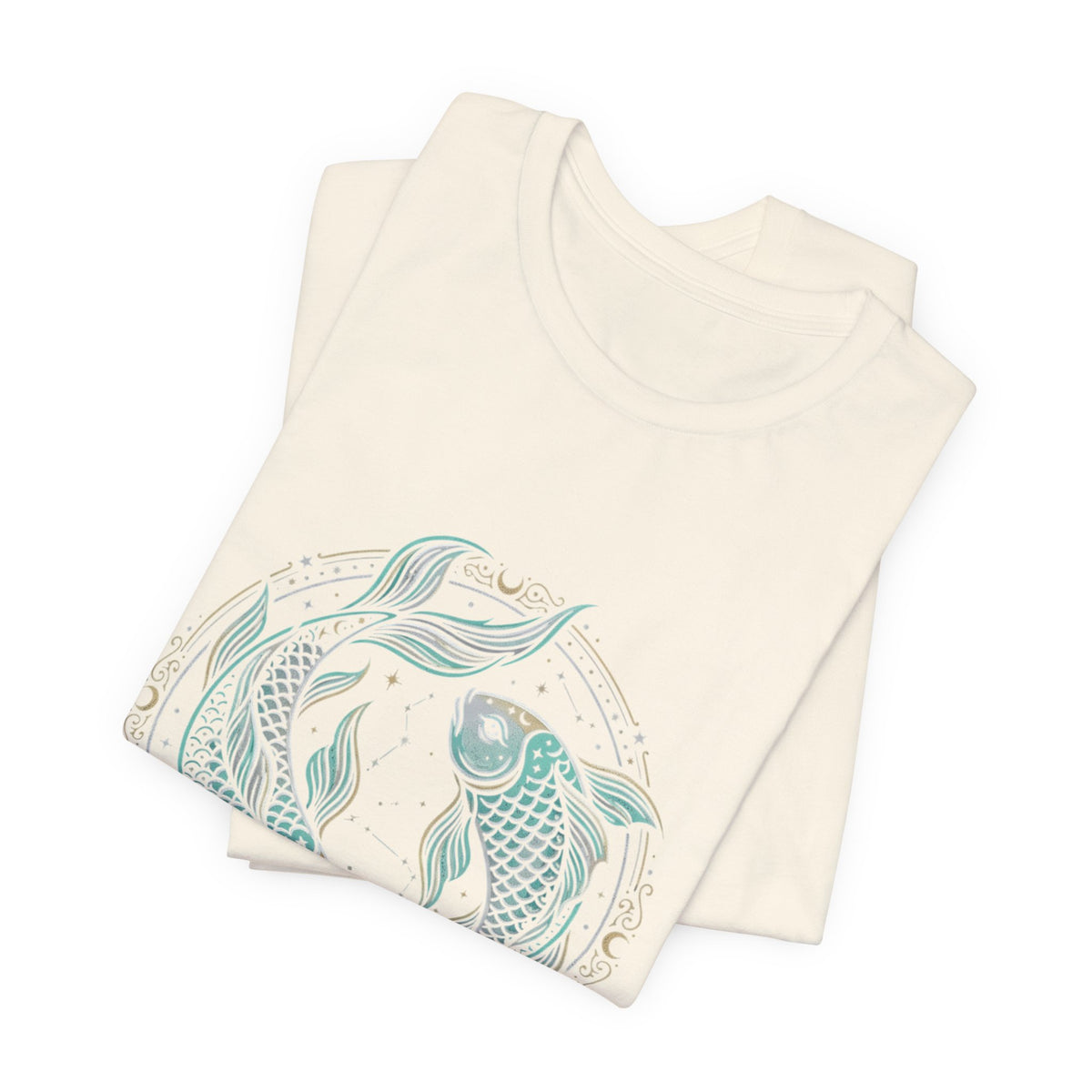 Pisces Koi Circle T-Shirt — Pastel Zodiac Fish Tee