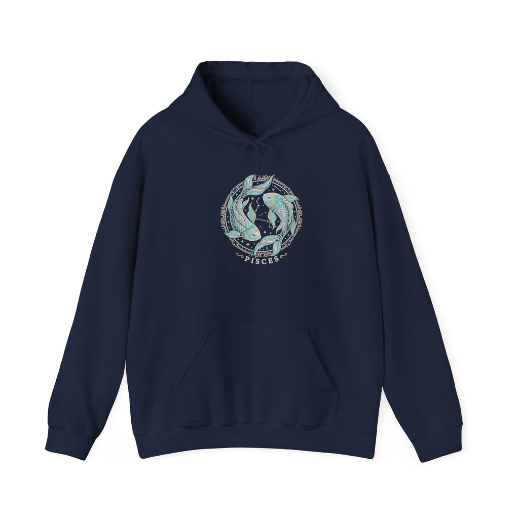 Koi Fish Yin Yang Hoodie — Aqua Zen Graphic Hooded Sweatshirt