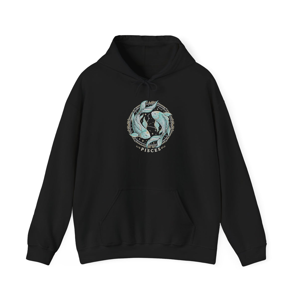 Koi Fish Yin Yang Hoodie — Aqua Zen Graphic Hooded Sweatshirt