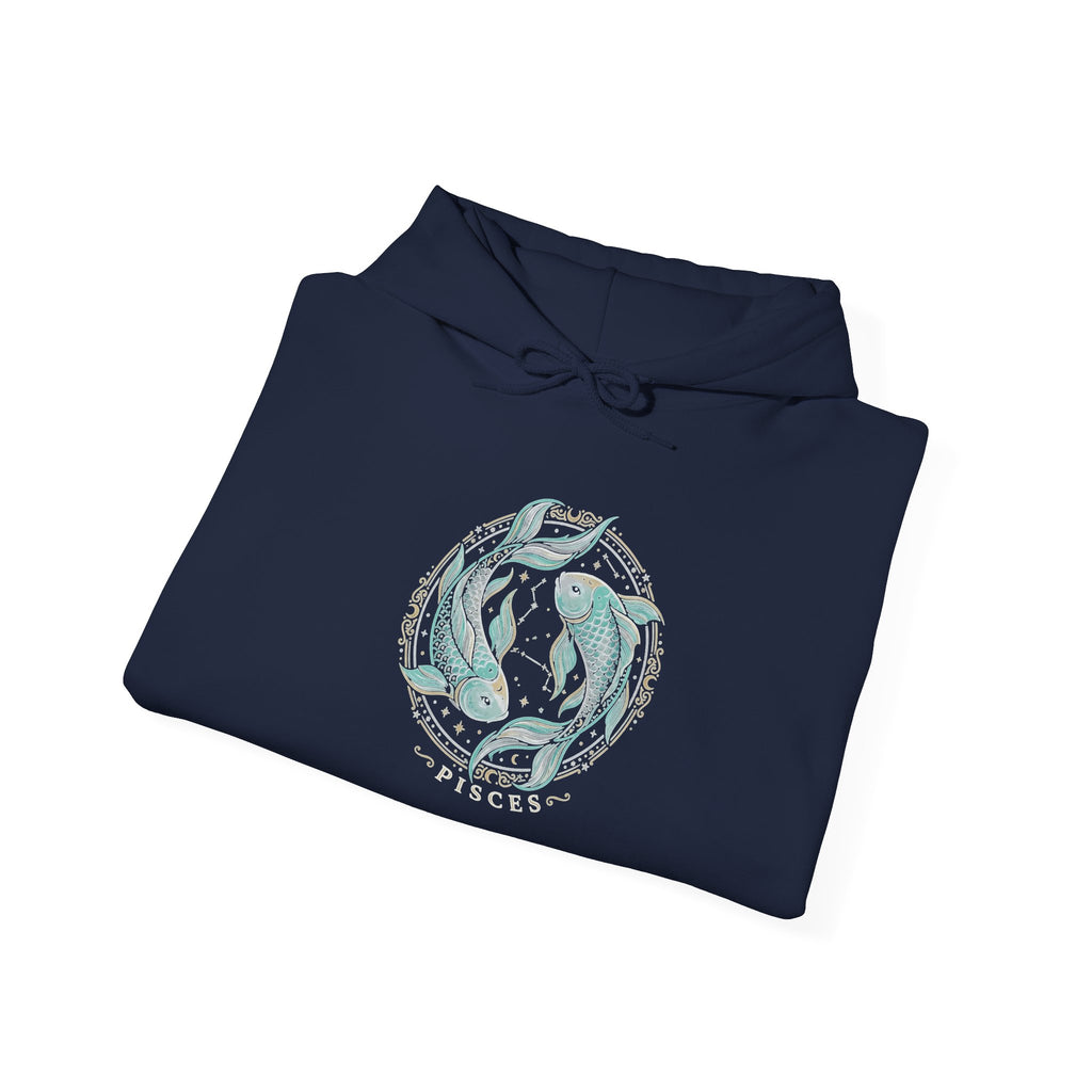 Koi Fish Yin Yang Hoodie — Aqua Zen Graphic Hooded Sweatshirt