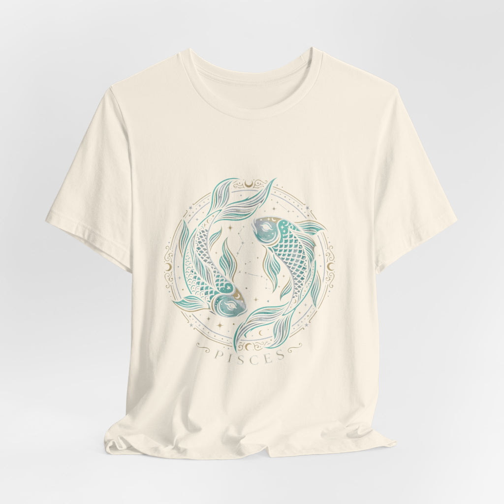 Pisces Koi Circle T-Shirt — Pastel Zodiac Fish Tee