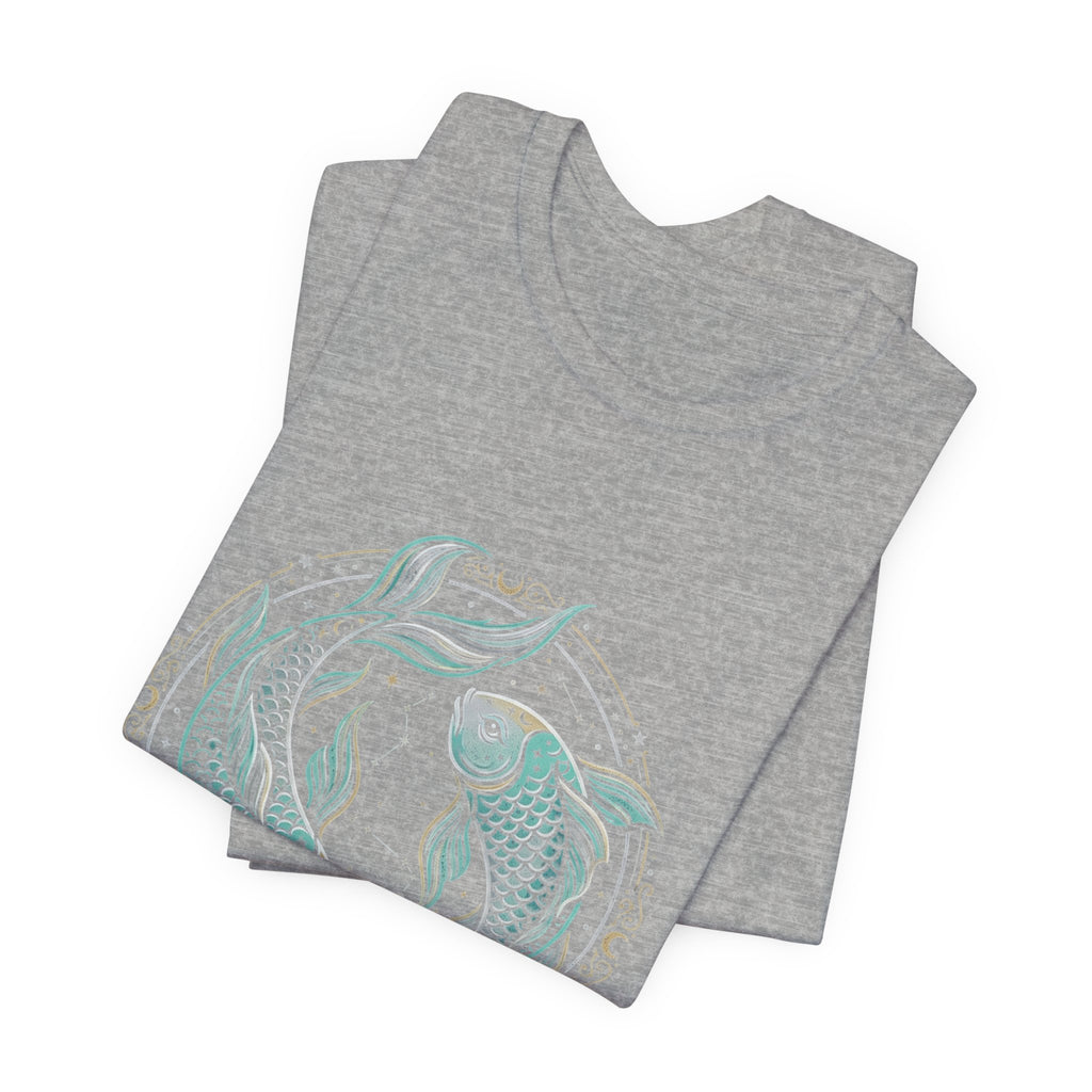 Pisces Koi Circle T-Shirt — Pastel Zodiac Fish Tee