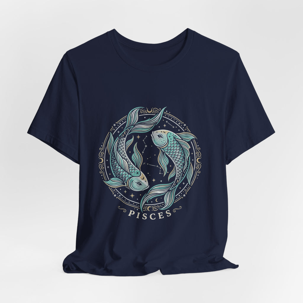 Pisces Koi Circle T-Shirt — Pastel Zodiac Fish Tee