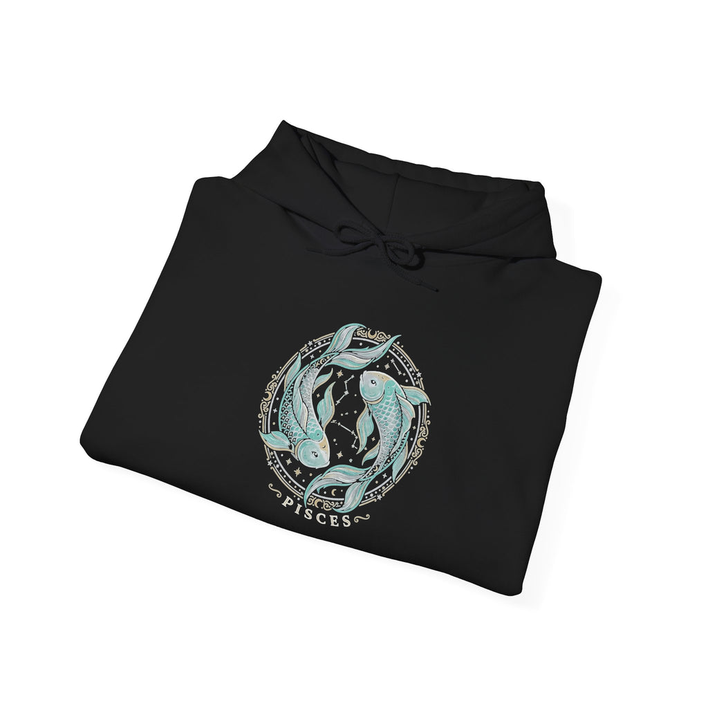 Koi Fish Yin Yang Hoodie — Aqua Zen Graphic Hooded Sweatshirt