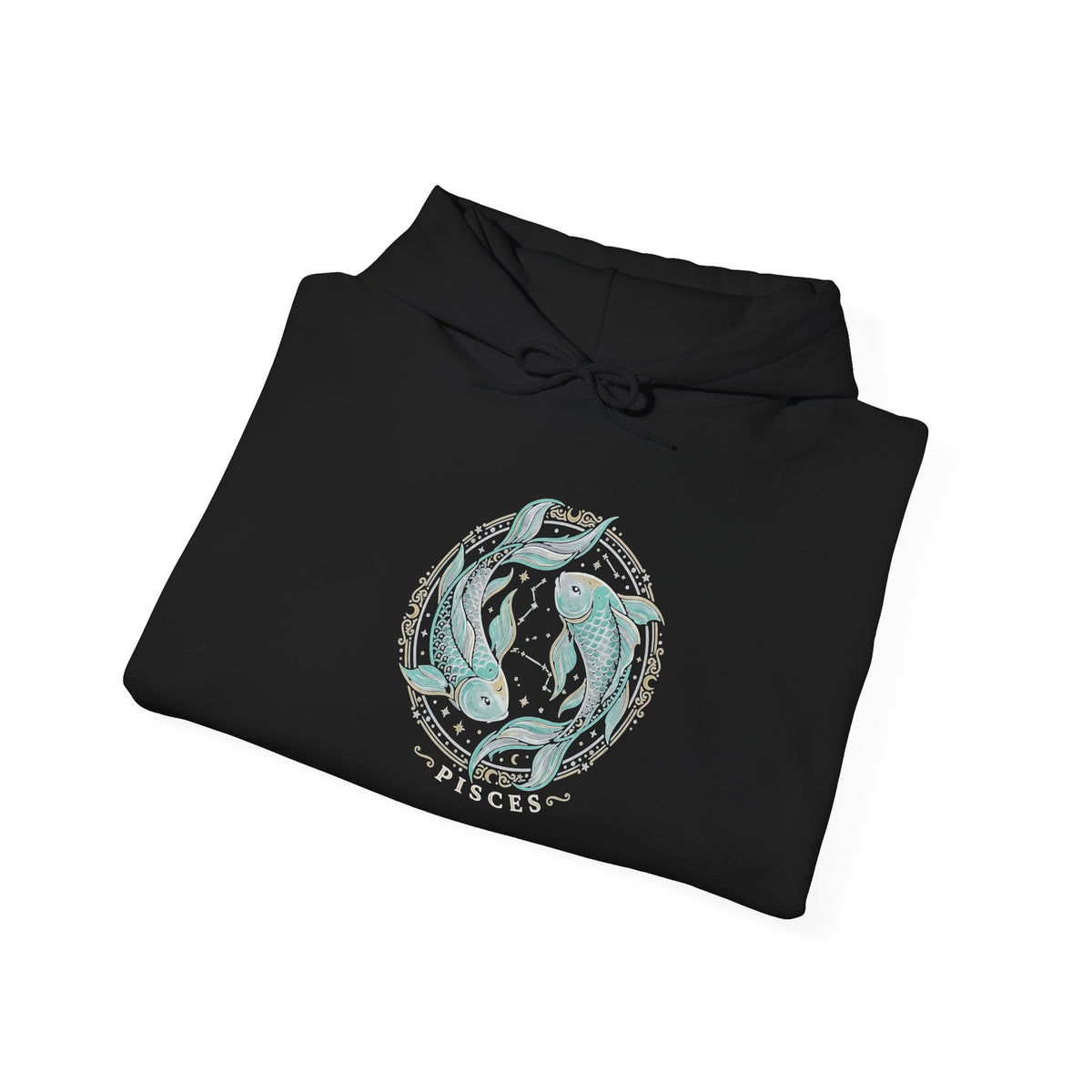 Koi Fish Yin Yang Hoodie — Aqua Zen Graphic Hooded Sweatshirt