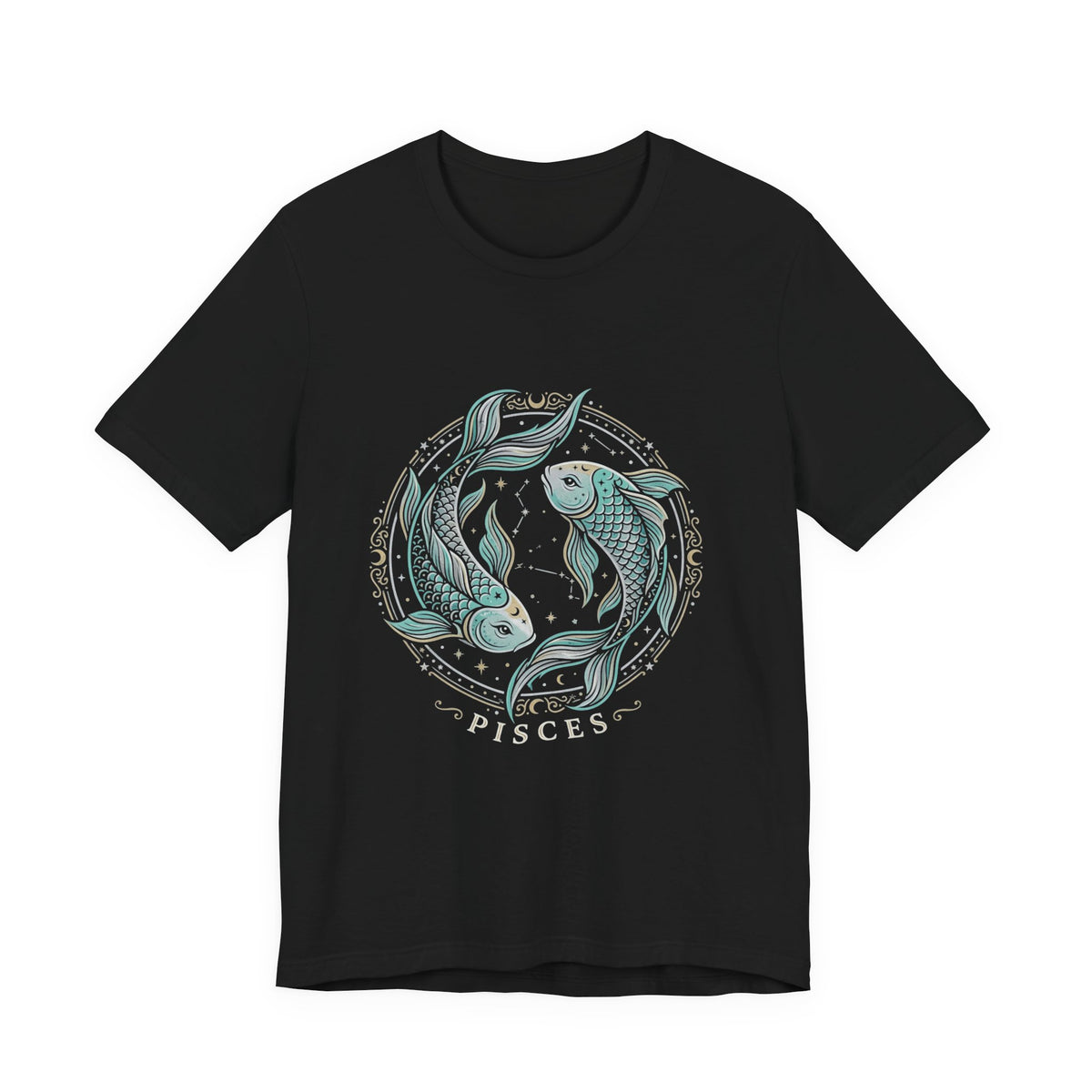 Pisces Koi Circle T-Shirt — Pastel Zodiac Fish Tee