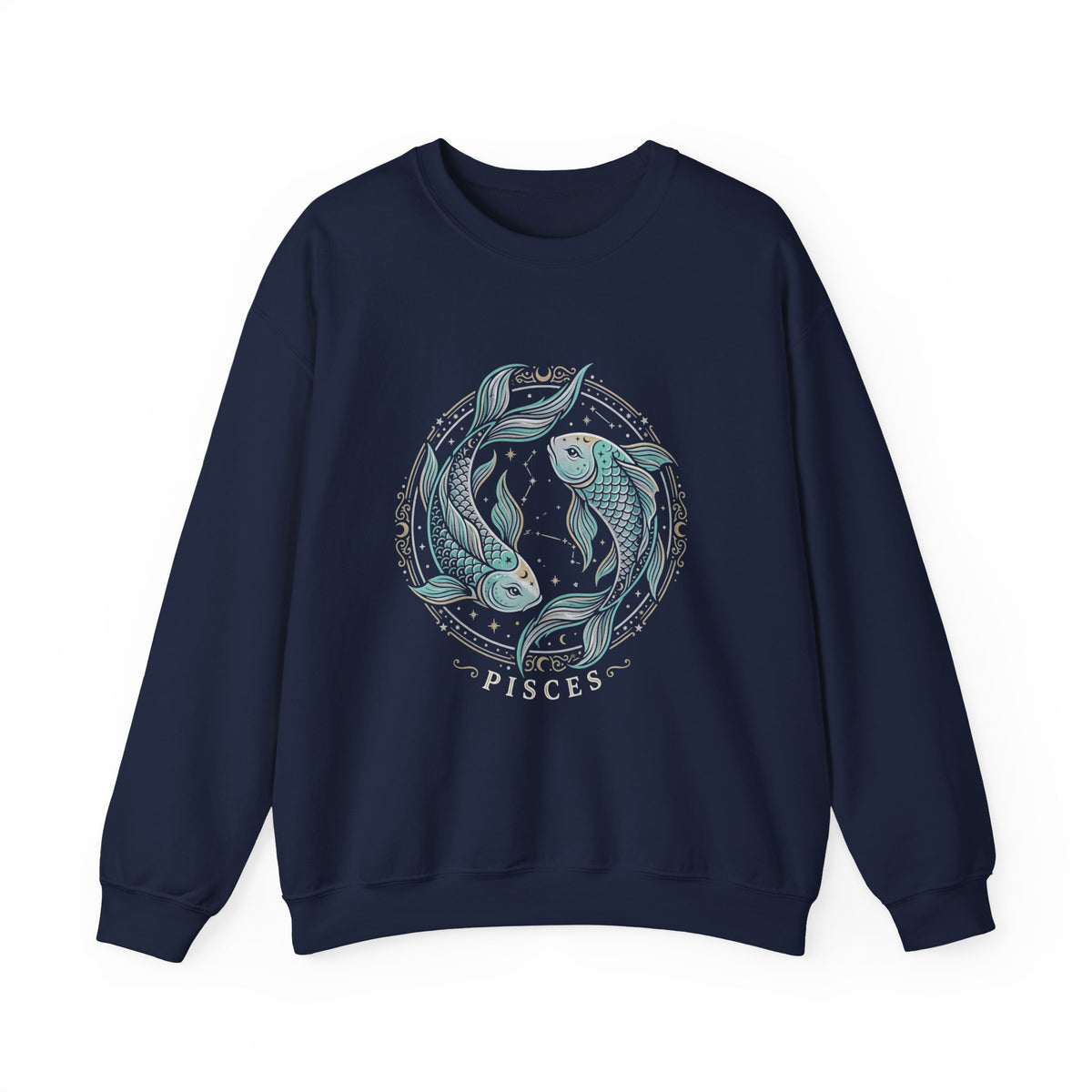 Koi Circle Crewneck Sweatshirt — Serene Aquatic Pisces Design
