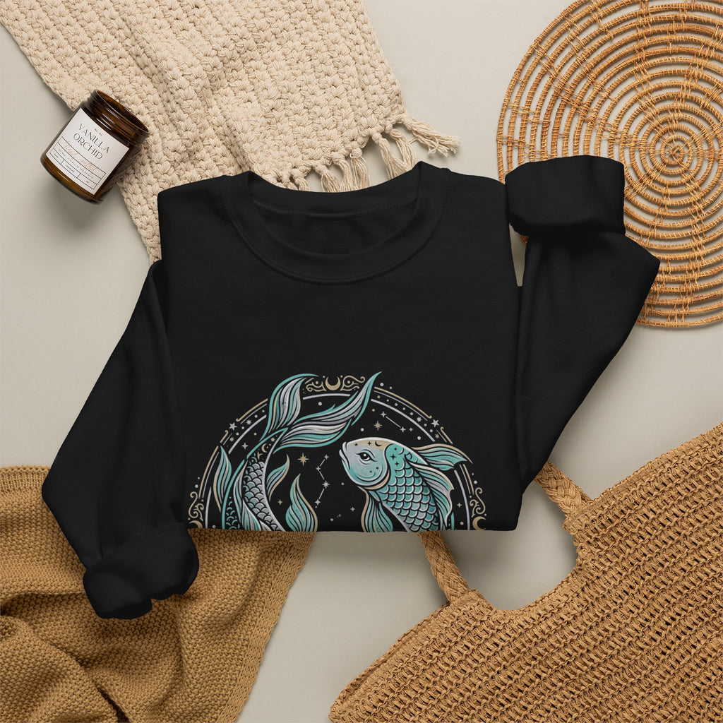 Koi Circle Crewneck Sweatshirt — Serene Aquatic Pisces Design