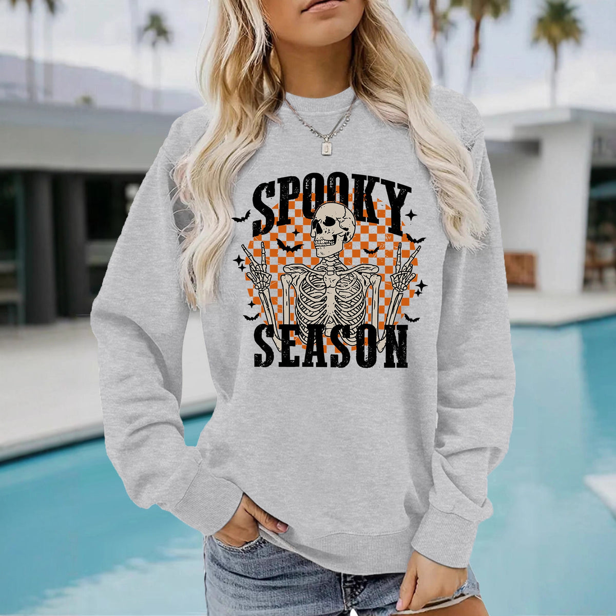 Halloween printed loose hoodie