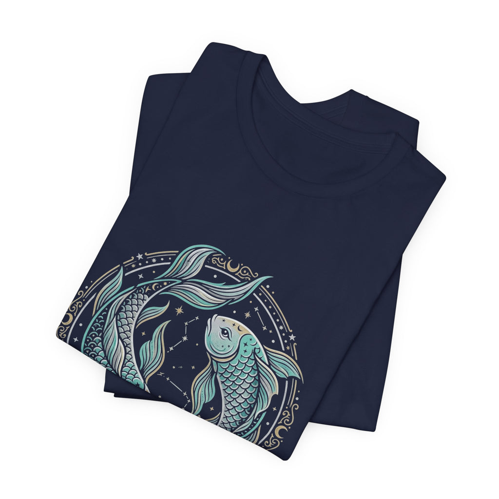 Pisces Koi Circle T-Shirt — Pastel Zodiac Fish Tee