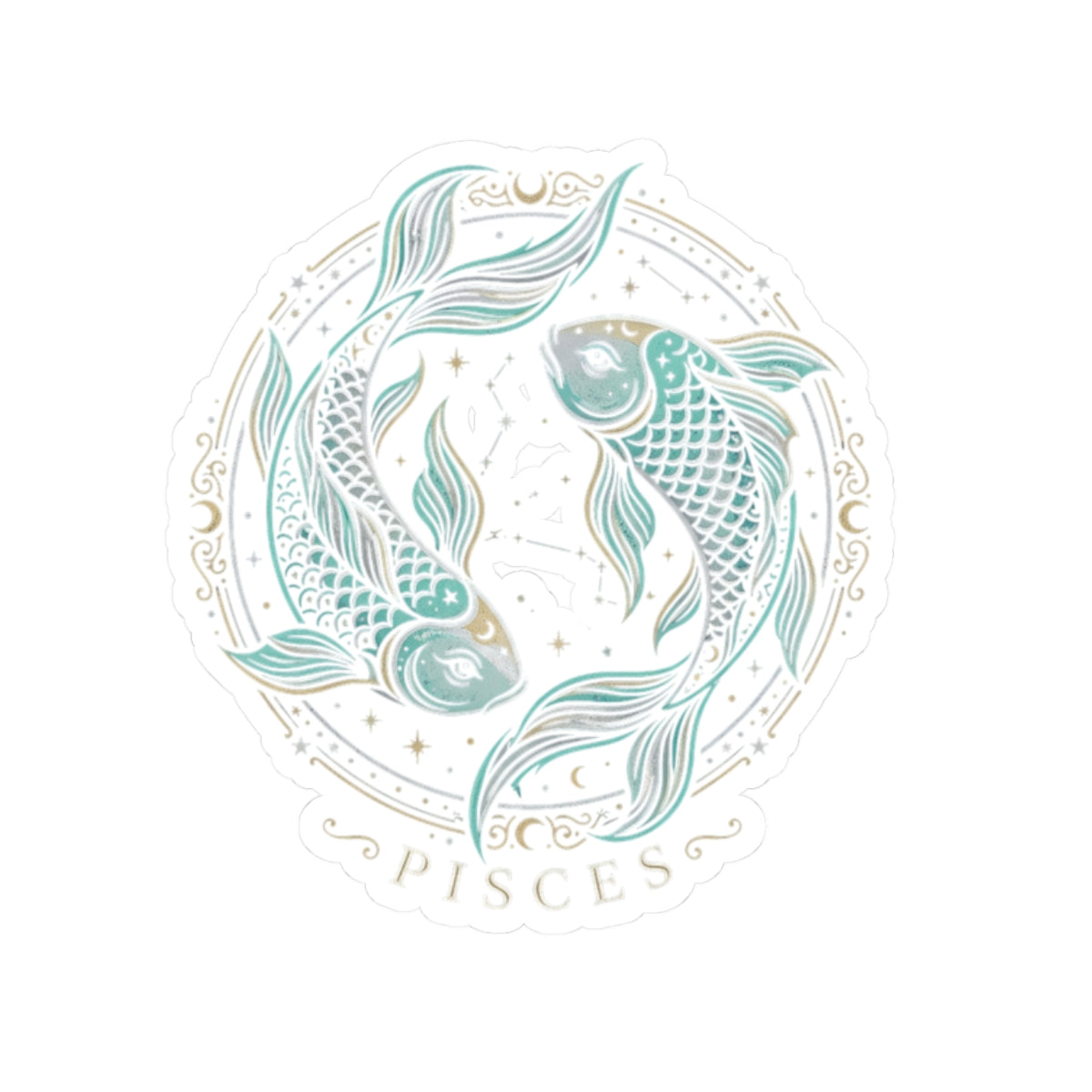 Pisces Zodiac Sticker — Pastel Koi Fish Kiss-Cut Sticker