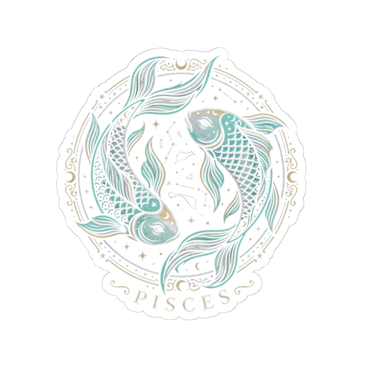 Pisces Zodiac Sticker — Pastel Koi Fish Kiss-Cut Sticker