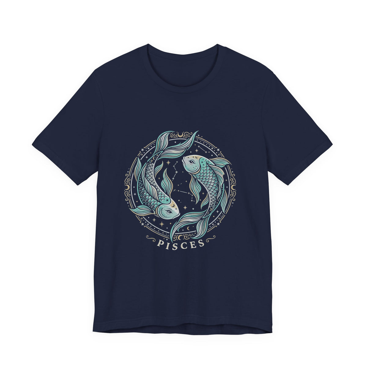 Pisces Koi Circle T-Shirt — Pastel Zodiac Fish Tee
