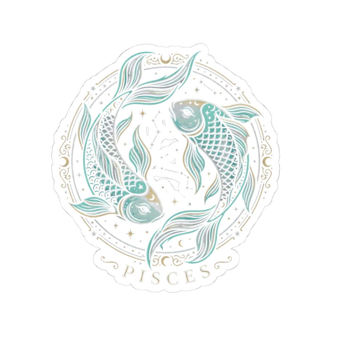 Pisces Zodiac Sticker — Pastel Koi Fish Kiss-Cut Sticker