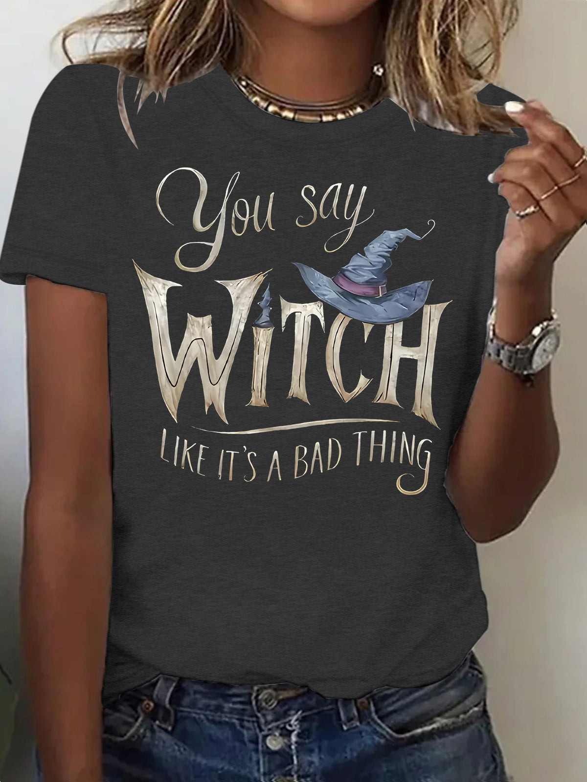 Printed short sleeved witch Halloween