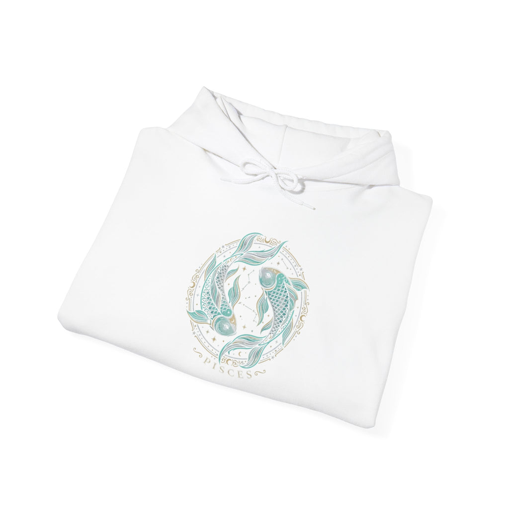 Koi Fish Yin Yang Hoodie — Aqua Zen Graphic Hooded Sweatshirt