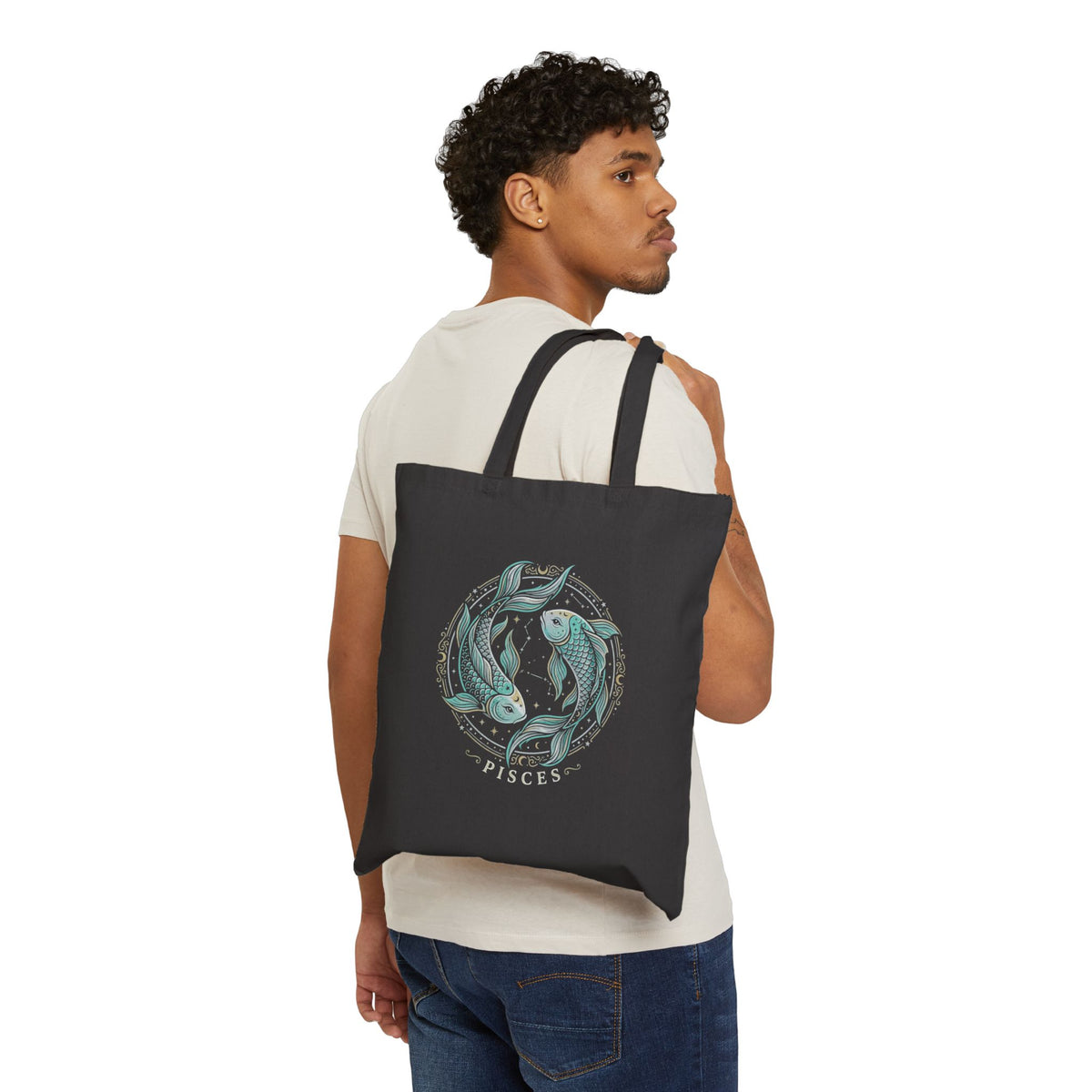 Koi Fish Canvas Tote Bag – Eco Market Bag with Serene Aquatic Illustration
