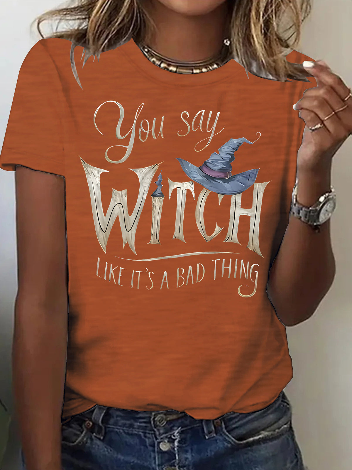 Printed short sleeved witch Halloween