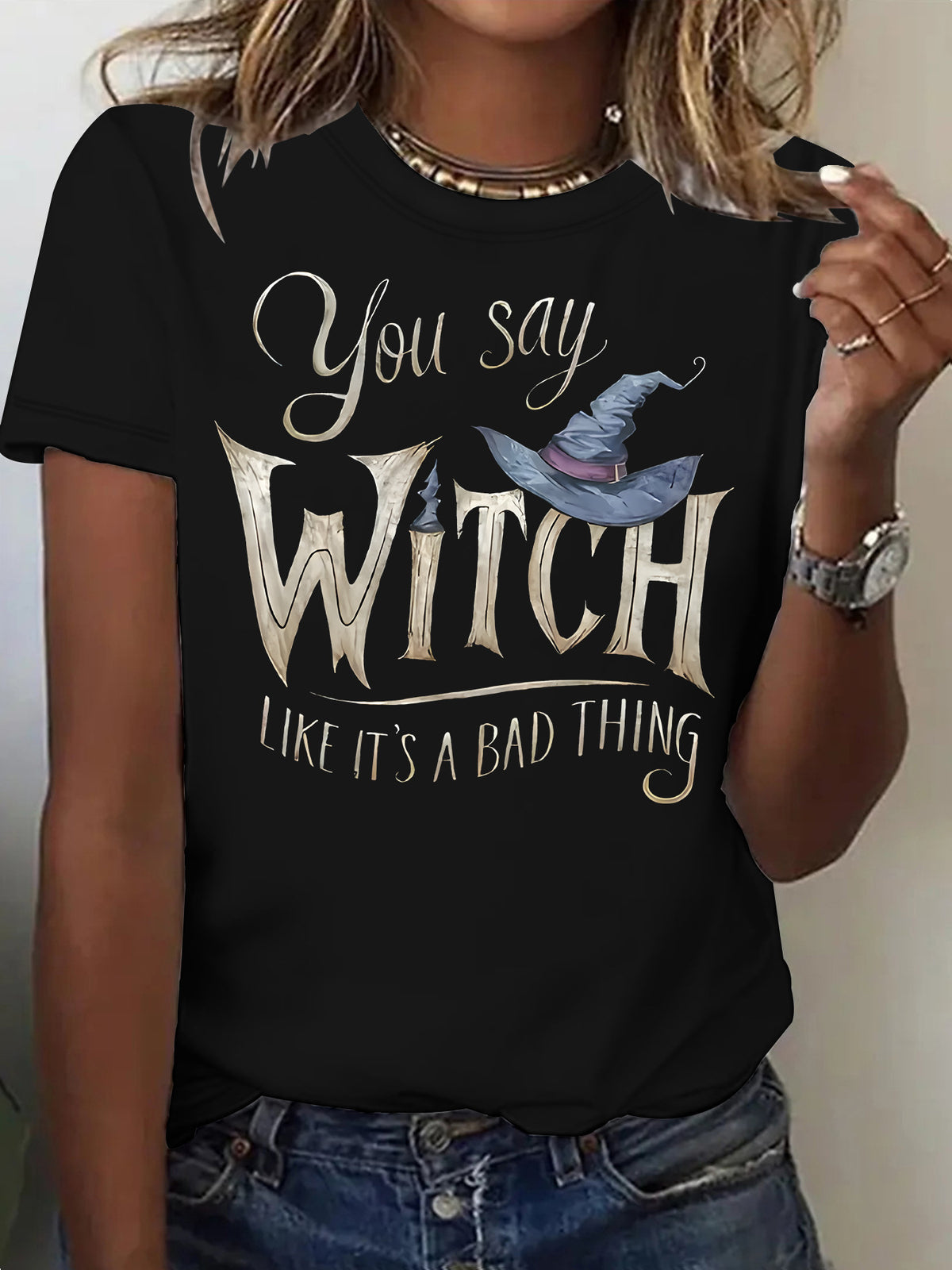 Printed short sleeved witch Halloween